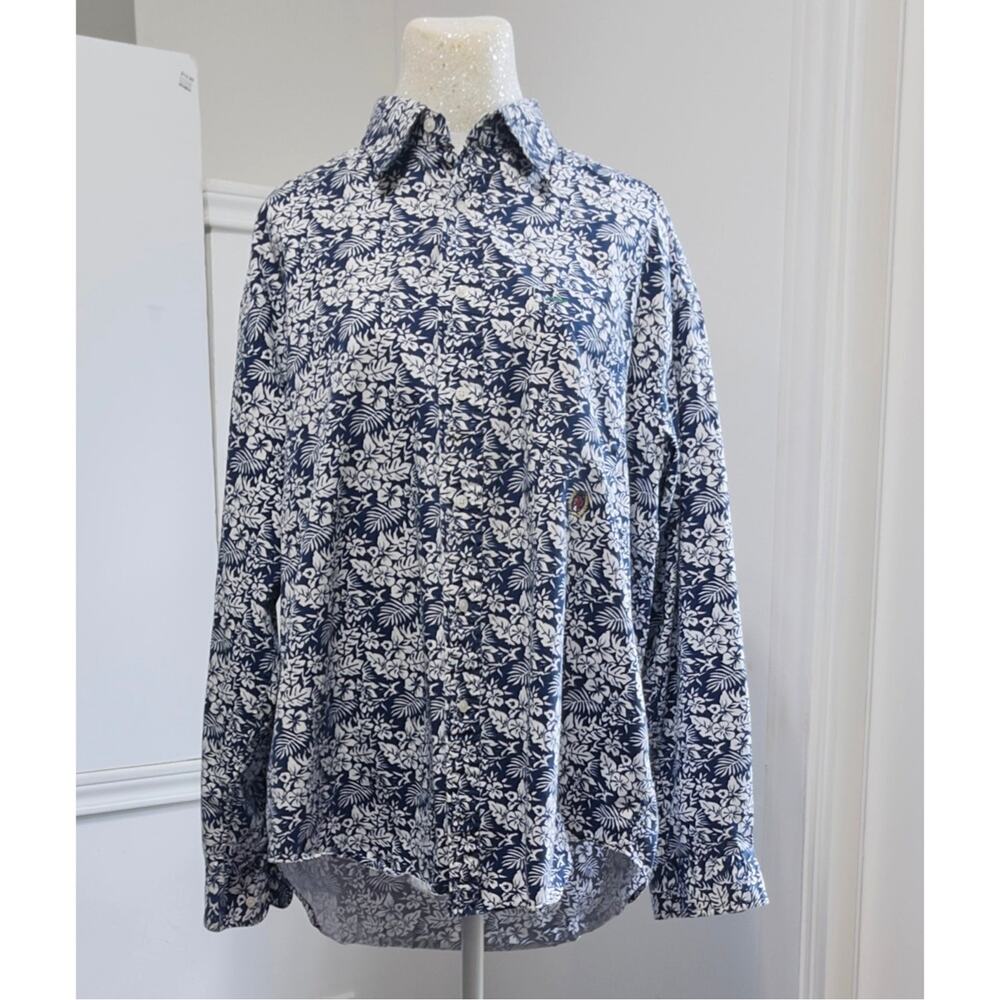Tommy Hilfiger long sleeve button-up shirt sz L‎ Y2K preppy coastal beachcore